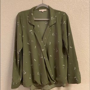 Feather Print Textured Blouse- Willow&Root